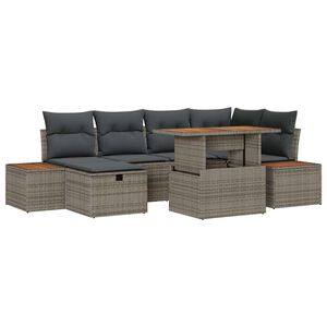 vidaXL Garten-Sofa-Set 7 pcs Grau Poly-Rattan