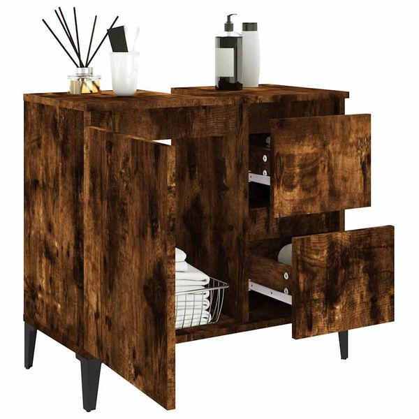 vidaXL Badschrank Räuchereiche 65x33x60 cm Holzwerkstoff