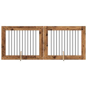 vidaXL Hundetor mit St&auml;ndern 2 pcs Altholz 100 x 80 cm Holzwerkstoff