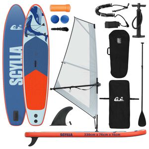 vidaXL Aufblasbares SUP-Board mit Segel SCYLLA 330 x 76 x 15 cm Blau
