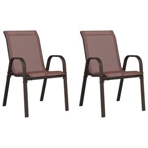 vidaXL Stapelbare Gartenst&uuml;hle 2 Stk. Braun Textilene
