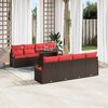 vidaXL Gartensofa-set mit Speicher 9 pcs Braun und Rot Poly-Rattan