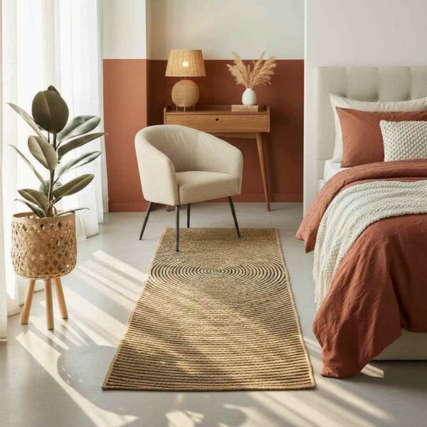 vidaXL Teppich Nat&uuml;rlich und Schwarz 60 x 110 cm Jute