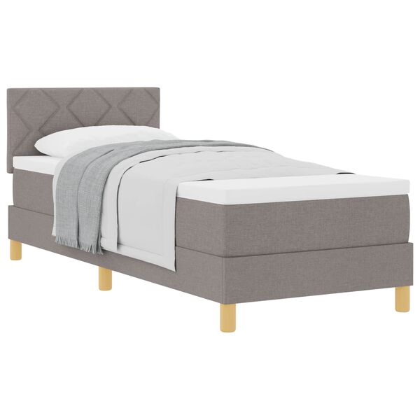 vidaXL Boxspringbett mit Matratze Taupe 100 x 200 cm Stoff