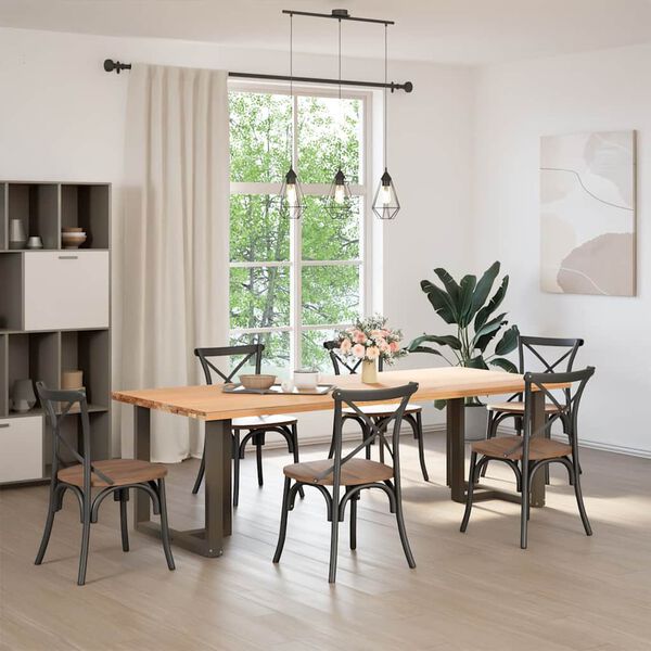 vidaXL Esstischbeine T-Form 2 Stk. Naturstahl 80x35x(72-73) cm Stahl