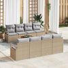 vidaXL Gartensofa-set mit Kissen 9 pcs Beige Poly-Rattan