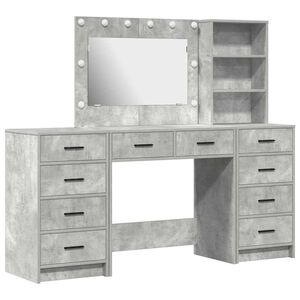 vidaXL Schminktisch 3 stk. Betongrau 78,5 x 41 x 135 cm Holzwerkstoff
