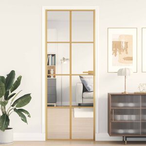 vidaXL Innent&uuml;r Schlank Golden 76x201,5 cm Hartglas und Aluminium