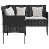 vidaXL Sofa in L-Form mit Kissen Poly Rattan Schwarz