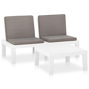 vidaXL 2-tlg. Garten-Lounge-Set mit Auflagen Kunststoff Wei&szlig;
