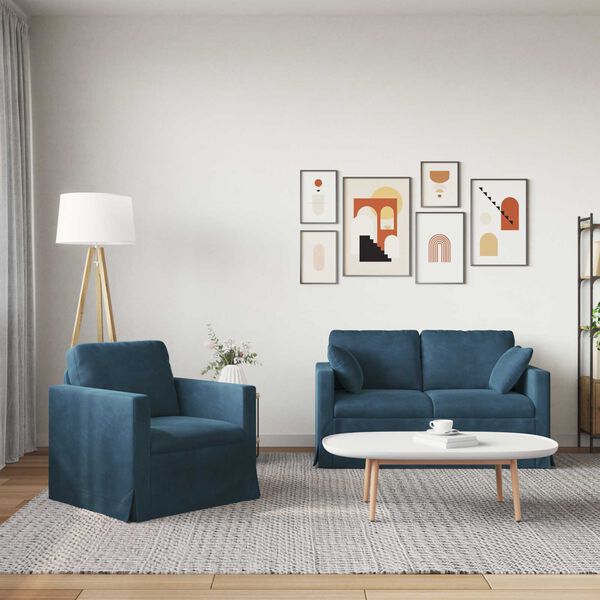 vidaXL Sofa 2 pcs Blau Gesamtabmessungen: 138 x 78 x 80 cm (B x T x H)