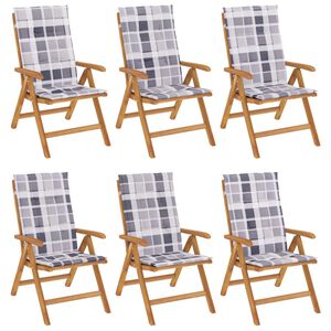 vidaXL Klappst&uuml;hle Verstellbar mit Kissen 6 Stk. Massivholz Teak