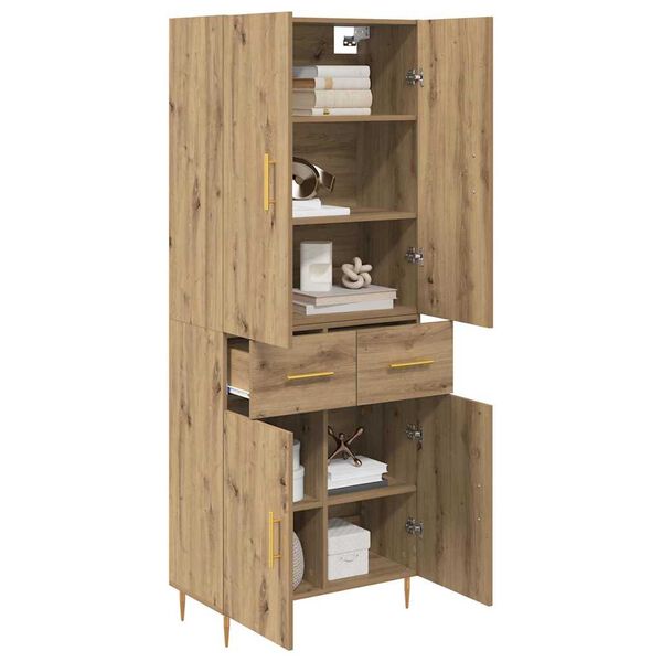 vidaXL Highboard Artisan-Eiche 69,5 x 34 x 180 cm Holzwerkstoff