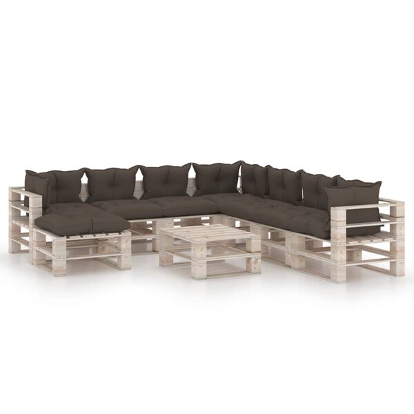 vidaXL 9-tlg. Garten-Lounge-Set aus Paletten mit Kissen Kiefernholz