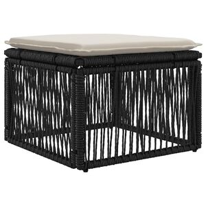 vidaXL Fu&szlig;hocker Schwarz Poly-Rattan
