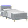 vidaXL LED Boxspringbett mit Matratze Hellgrau 90 x 200 cm Stoff