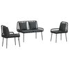 vidaXL Garten Essgruppe 3 Stk. Schwarz und Anthrazit Poly-Rattan