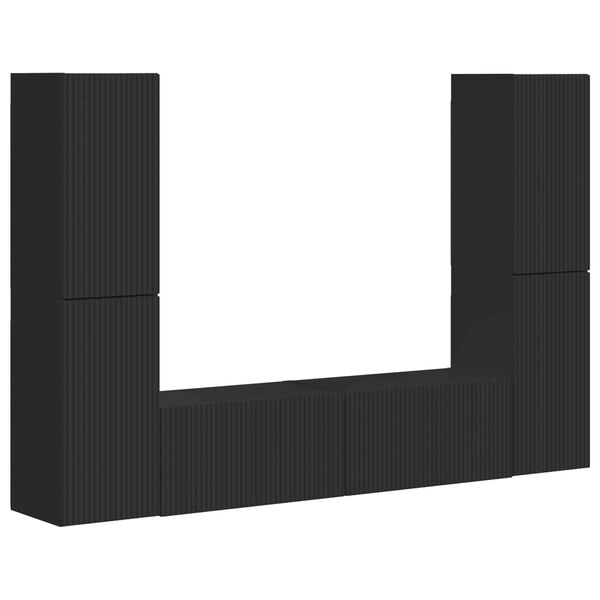 vidaXL TV-Schrankset 6 pcs Schwarz Holzwerkstoff