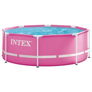 INTEX Aufstellpool mit Metallrahmen 244 x 76 cm Rund f&uuml;r f&uuml;r Rosa