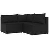 vidaXL 3-tlg. Garten-Lounge-Set mit Kissen Schwarz Poly Rattan