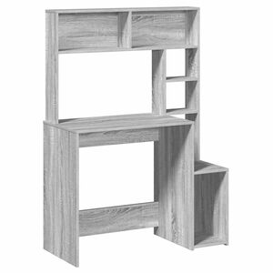 vidaXL Schreibtisch mit Regal Grau Sonoma 100x45x140 cm Holzwerkstoff