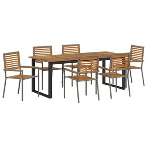 vidaXL Garten Essgruppe 7 pcs Grau Massivholz Akazie