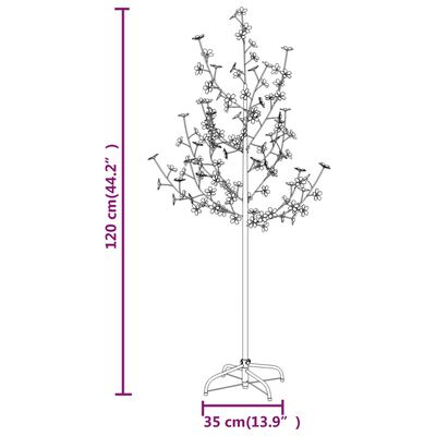 vidaXL LED-Baum Kirschblüte Warmweiß 84 LEDs 120 cm