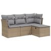 vidaXL 4-tlg. Garten-Sofagarnitur mit Kissen Beigemischung Poly Rattan