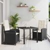 vidaXL Garten Essgruppe mit Kissen 3 pcs Schwarz Poly-Rattan