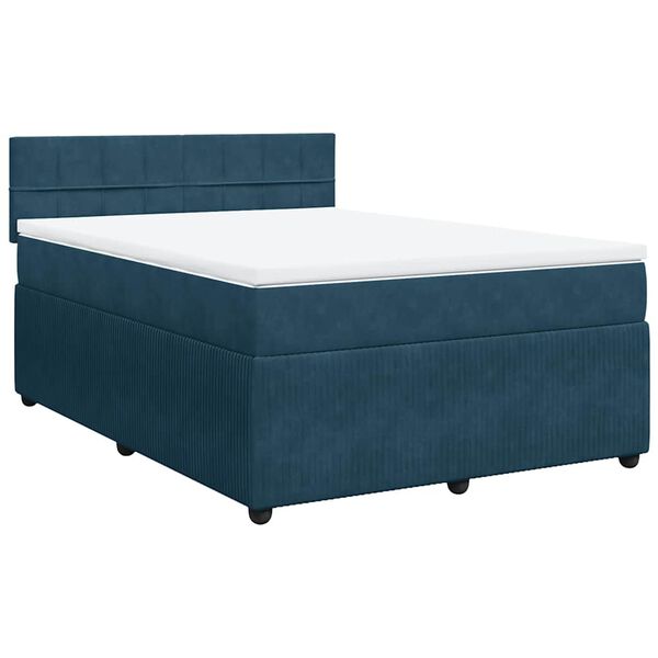 vidaXL Boxspringbett mit Matratze Blau 160x200 cm Samt