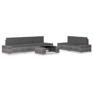 vidaXL 6-tlg. Garten-Lounge-Set Poly Rattan Grau