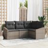 vidaXL Sofa Set mit Kissen 4 pcs Grau Poly-Rattan