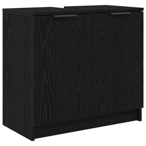 vidaXL Badezimmerschrank Schwarz Eichen-Optik 64,5 x 33,5 x 59 cm