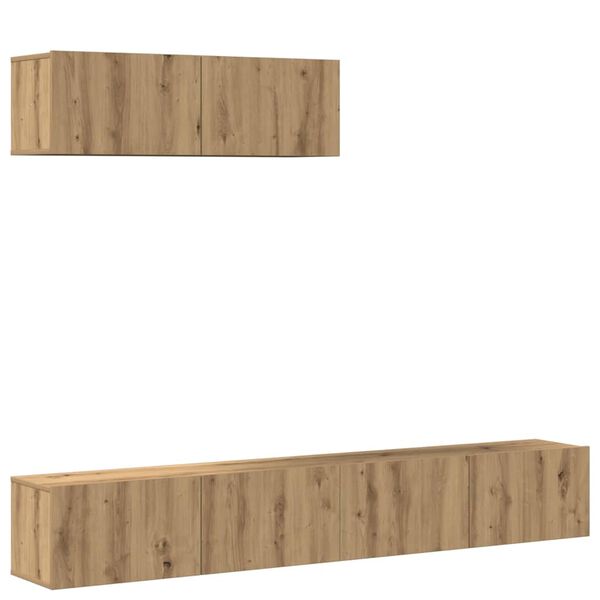 vidaXL 3-tlg. TV-Schrank-Set Wandmontage Artisan-Eiche Holzwerkstoff