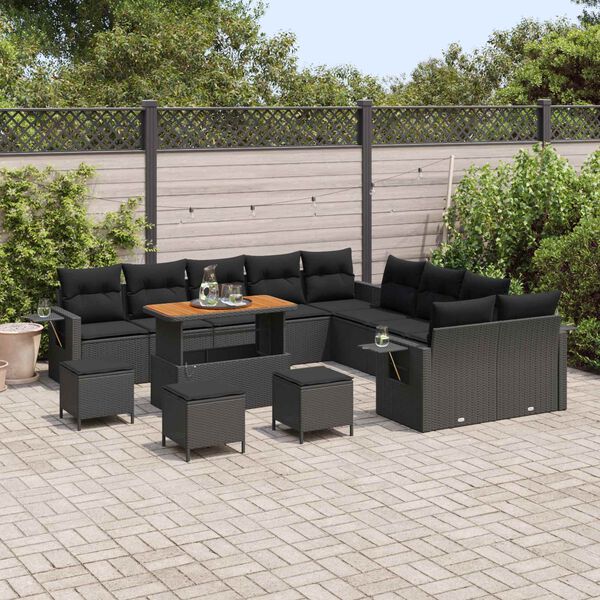 vidaXL Gartensofa-set 14 pcs Schwarz Poly-Rattan