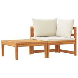 vidaXL 2-tlg. Garten-Lounge-Set mit Kissen Cremewei&szlig; Akazienholz