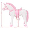 vidaXL Pl&uuml;schtier Einhorn Stehend Pl&uuml;sch Wei&szlig; und Rosa XXL