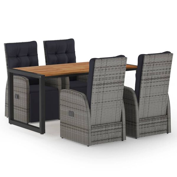 vidaXL 5-tlg. Garten-Essgruppe Grau