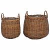vidaXL Blumentopf K&ouml;rbchen mit Speicher 2 pcs Braun Lacak Rattan