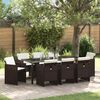 vidaXL Garten Essgruppe 9 pcs Braun Poly-Rattan