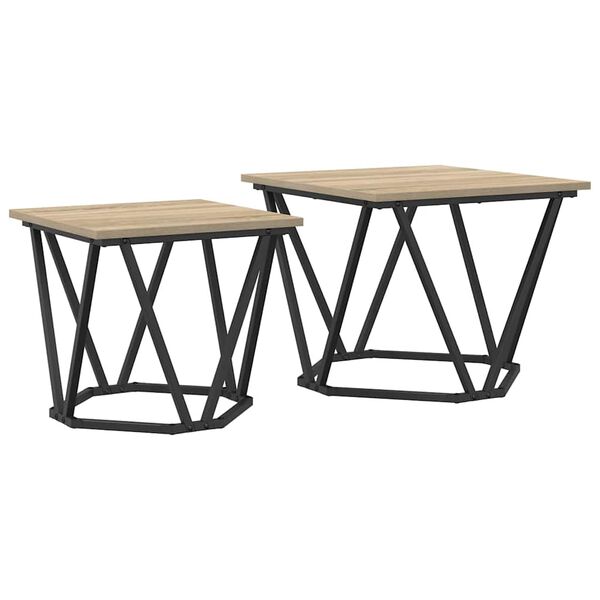 vidaXL Beistelltisch-Set 2 pcs Sonoma Eiche 50 x 50 x 40 cm