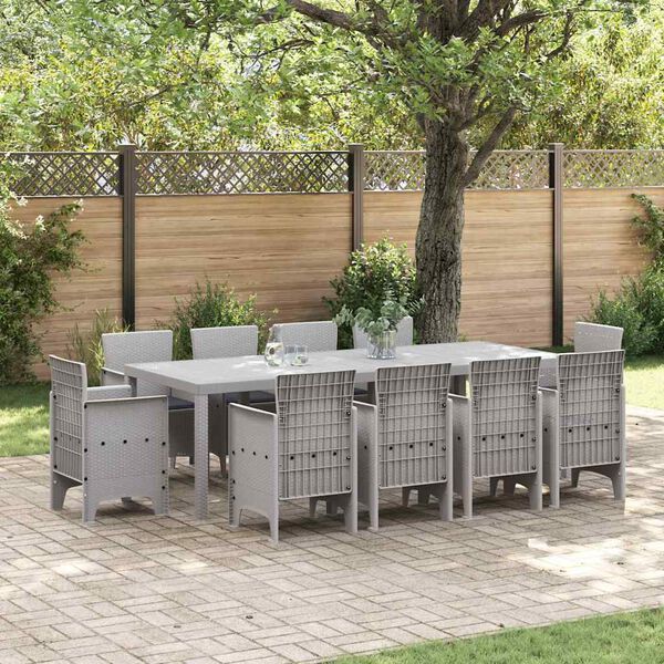 vidaXL Garten Essgruppe 11 pcs Hellgrau Polt Rattan