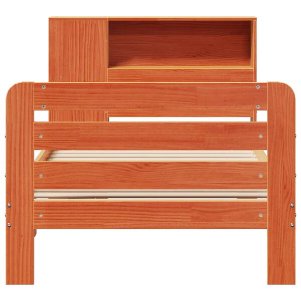 vidaXL Massivholzbett ohne Matratze Wachsbraun 75x190 cm Kiefernholz