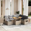 vidaXL 8-tlg. Garten-Sofagarnitur mit Kissen Beige Poly Rattan