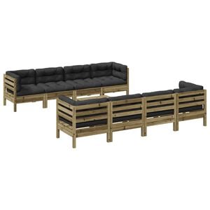 vidaXL 9-tlg. Garten-Sofagarnitur mit Kissen Kiefernholz Impr&auml;gniert