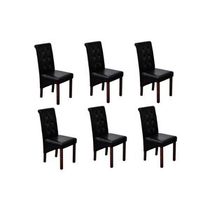 vidaXL Esszimmerst&uuml;hle 6 Stk. Schwarz Kunstleder