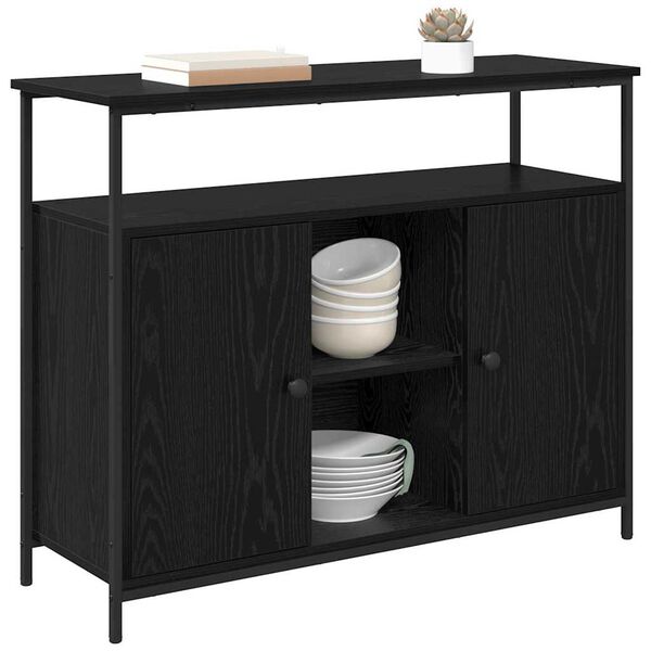 vidaXL Sideboard Schwarz Eichen-Optik 100 x 35 x 80 cm Holzwerkstoff