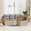 vidaXL Garten-Sofa-Set mit Speicher 5 pcs Beige Poly Rattan