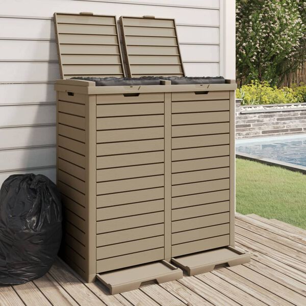 vidaXL Outdoor-Mülltonne Hellbraun 78x41x86 cm Polypropylen