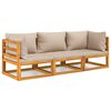 vidaXL 3-tlg. Garten-Lounge-Set mit Taupe Kissen Massivholz